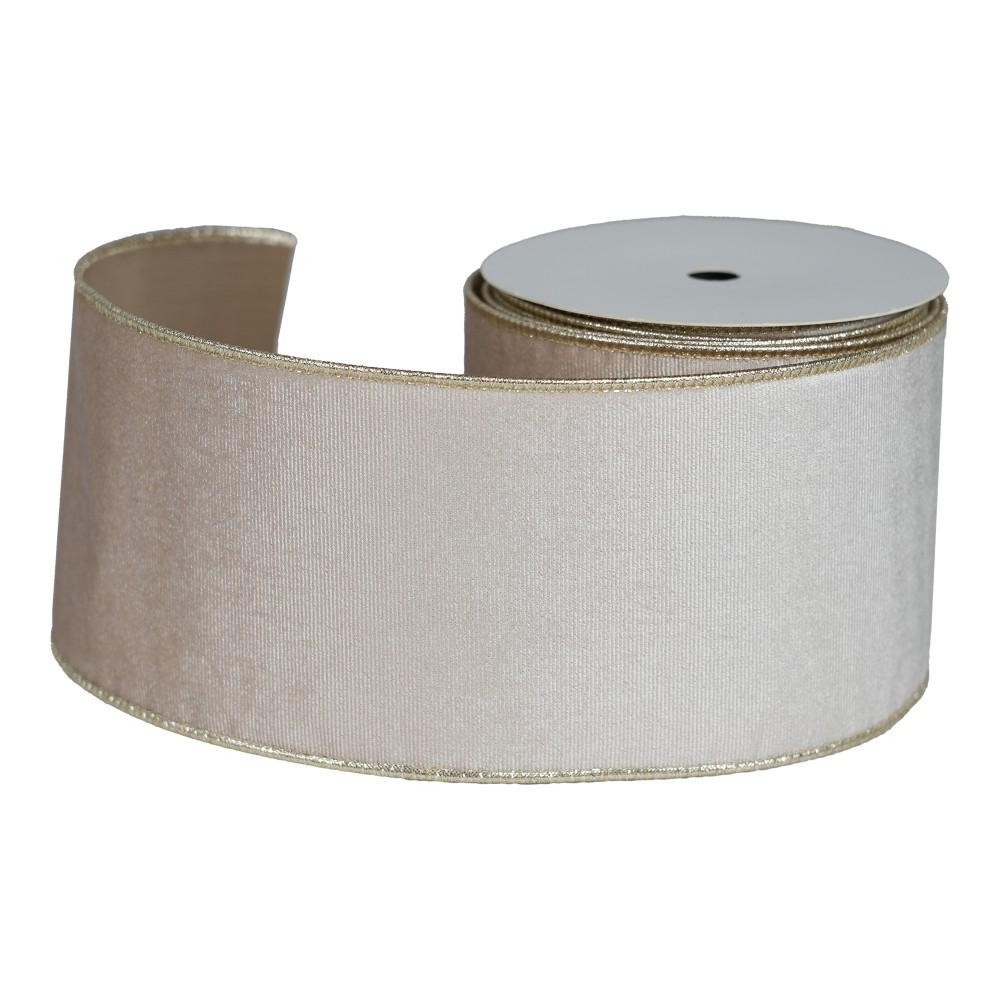 NASTRO DOUBLE FACE 100MMX10Y VELLUTO LAME BEIGE